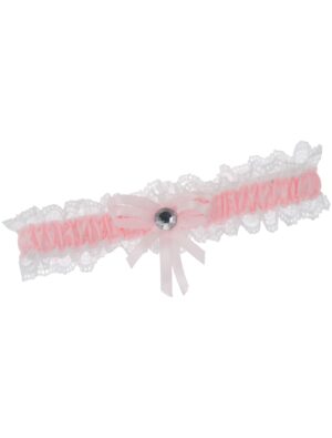 Kostümzubehör Strumpfband mit Stein Damen pink/weiß