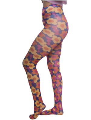 Kostümzubehör Strumpfhose Blumenmuster bunt one size Farbe: bunt