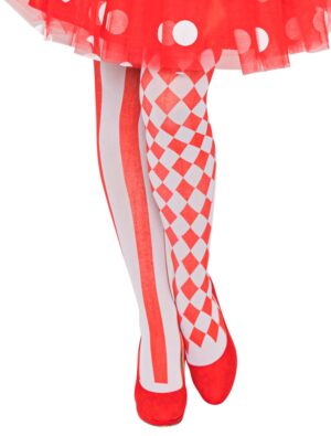 Kostümzubehör Strumpfhose Harlekin rot/weiß
