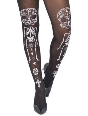 Kostümzubehör Strumpfhose Skelett Farbe: schwarz/weiß