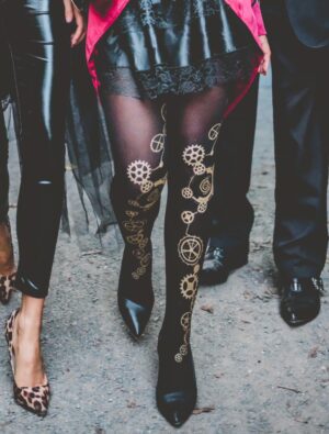 Kostümzubehör Strumpfhose Steampunk Farbe: schwarz/gold