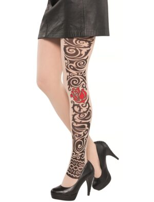 Kostümzubehör Strumpfhose Tattoos Farbe: schwarz/beige