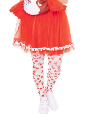 Kostümzubehör Strumpfhose kinder Schoko-Bons Damen rot/weiß S/M