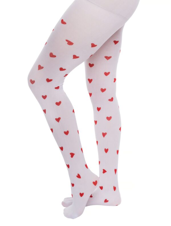 Kostümzubehör Strumpfhose mit Herzchen Print weiß/rot one size