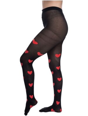 Kostümzubehör Strumpfhose mit Herzen schwarz/rot one size