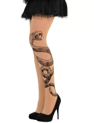 Kostümzubehör Strumpfhose mit Schlange Farbe: schwarz/beige