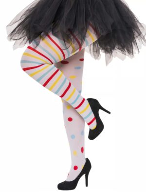 Kostümzubehör Strumpfhose mit Streifen und Punkten bunt one size Farbe: bunt