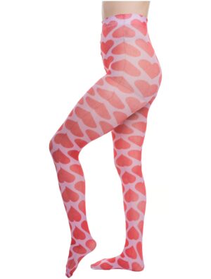 Kostümzubehör Strumpfhose mit großen Herzen weiß/rot one size