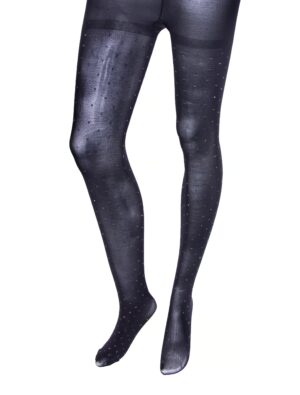 Kostümzubehör Strumpfhose mit silber Tupfen schwarz/silber S/M