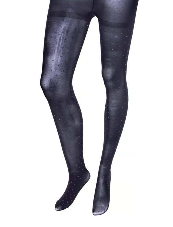 Kostümzubehör Strumpfhose mit silber Tupfen schwarz/silber S/M