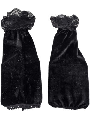 Kostümzubehör Stulpen mit Spitze schwarz Glitzer