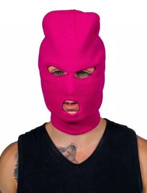 Kostümzubehör Sturmhaube 3-Loch Strick neonpink