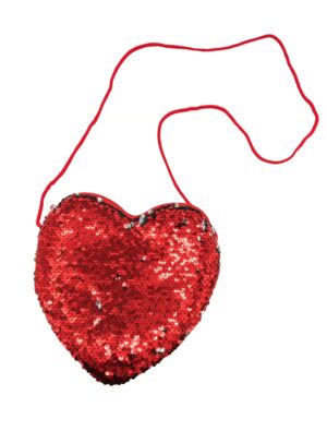 Kostümzubehör Tasche Herz Pailletten rot/silber