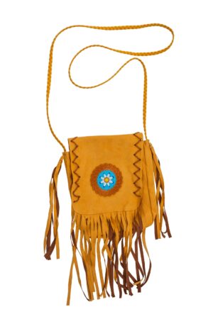 Kostümzubehör Tasche Indianer hellbraun mit Patch