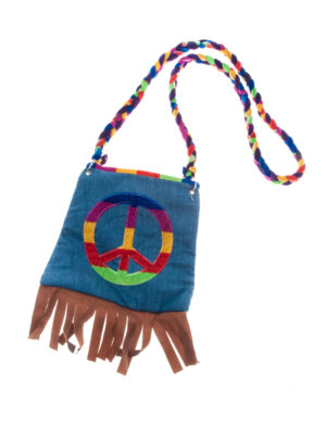 Kostümzubehör Tasche Peace mit Fransen bunt Farbe: mehrfarbig