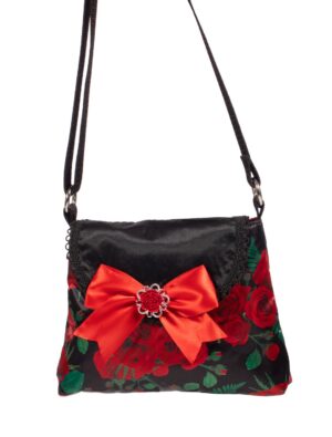 Kostümzubehör Tasche Rose mit Schleife rot