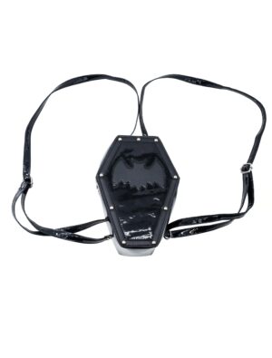 Kostümzubehör Tasche Sarg mit Fledermaus schwarz