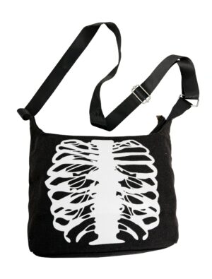 Kostümzubehör Tasche Skelett Brustkorb schwarz/weiß