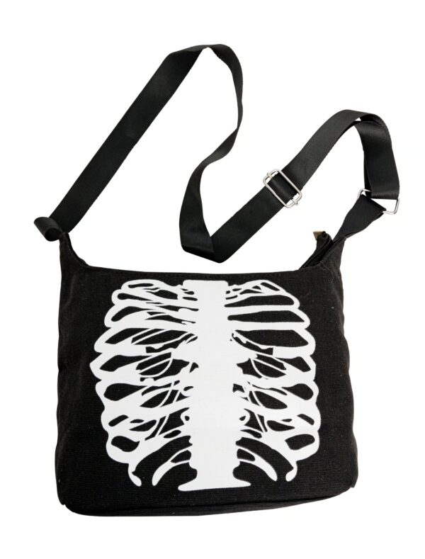Kostümzubehör Tasche Skelett Brustkorb schwarz/weiß
