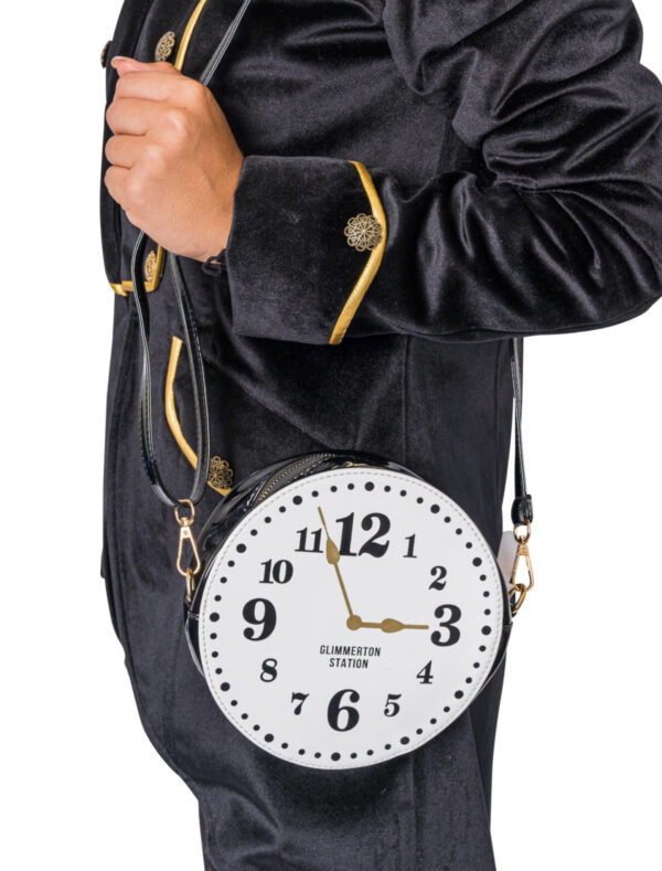 Kostümzubehör Tasche Uhr schwarz/weiß