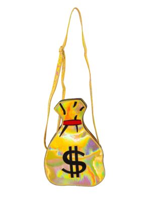 Kostümzubehör Tasche gold mit Dollar