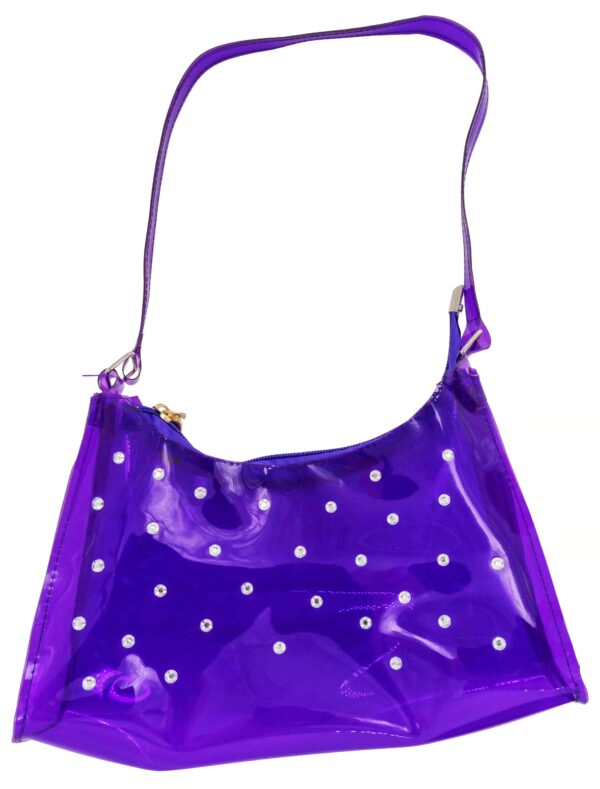 Kostümzubehör Tasche mit Kristallen durchsichtig lila
