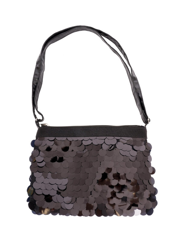Kostümzubehör Tasche mit großen Pailletten schwarz