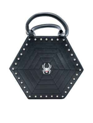 Kostümzubehör Tasche sechseckig schwarz mit Spinne