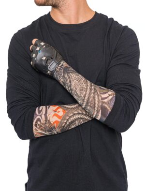Kostümzubehör Tattoo-Armstulpe Drache Farbe: mehrfarbig