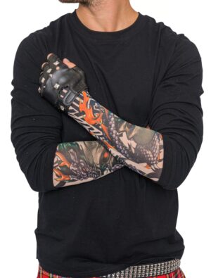 Kostümzubehör Tattoo-Armstulpe Drache mit Totenkopf Farbe: mehrfarbig