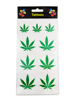 Kostümzubehör Tattoo Cannabis grün