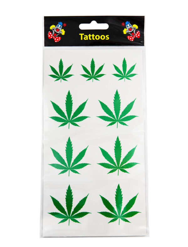 Kostümzubehör Tattoo Cannabis grün
