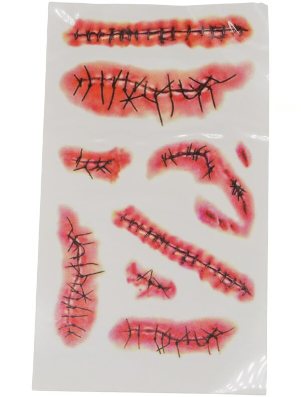Kostümzubehör Tattoo Narben Mix Klammern  rot