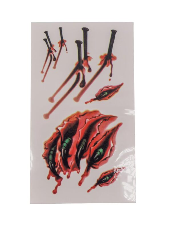 Kostümzubehör Tattoo Narben Mix Nägel rot