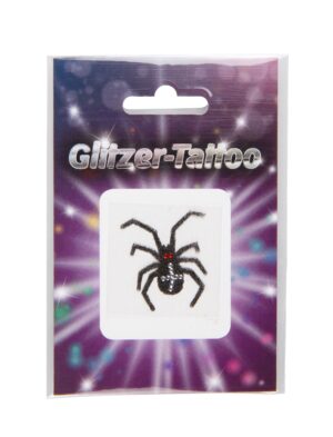 Kostümzubehör Tattoo Spinne mit Strass und Glitzer Farbe: schwarz