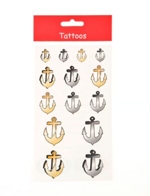 Kostümzubehör Tattoos Anker Farbe: silber/gold