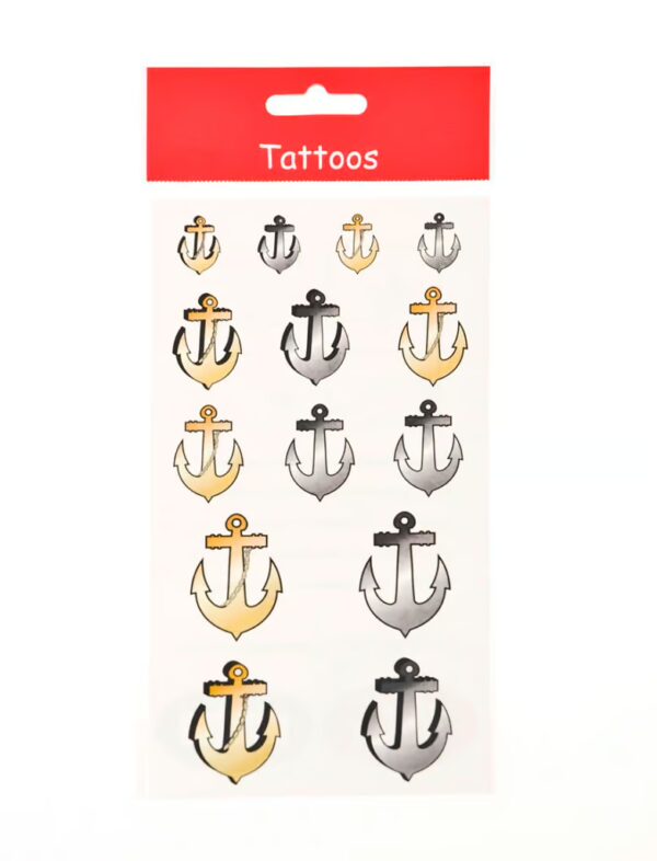 Kostümzubehör Tattoos Anker Farbe: silber/gold