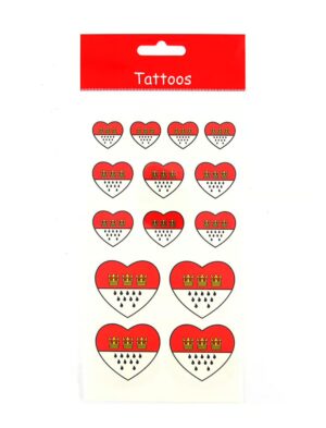Kostümzubehör Tattoos Köln Wappen Herzform Farbe: rot/weiß