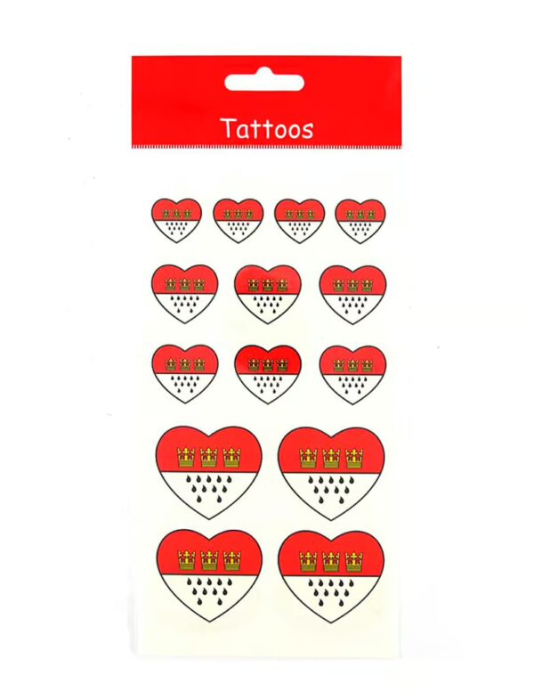 Kostümzubehör Tattoos Köln Wappen Herzform Farbe: rot/weiß