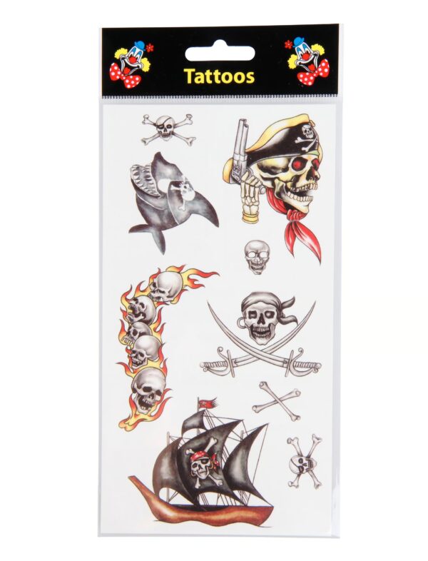 Kostümzubehör Tattoos Pirat Farbe: mehrfarbig