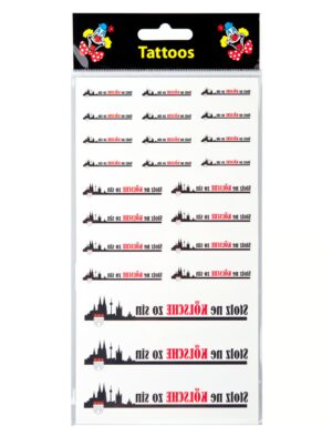 Kostümzubehör Tattoos Stolz ne Kölsche zo sin mit Skyline Farbe: schwarz/rot