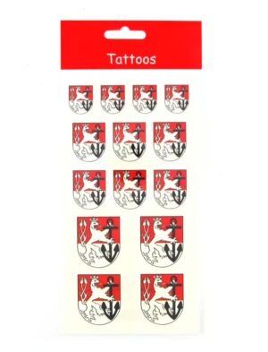 Kostümzubehör Tattoos Wappen Düsseldorf Farbe: rot/weiß