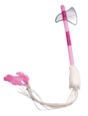 Kostümzubehör Tomahawk rosa mit Federn