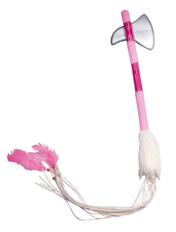 Kostümzubehör Tomahawk rosa mit Federn