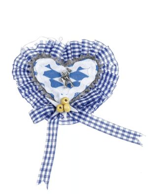 Kostümzubehör Trachtenbrosche Herz Oktoberzauber Farbe: blau/weiß