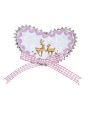 Kostümzubehör Trachtenbrosche Herz rosa
