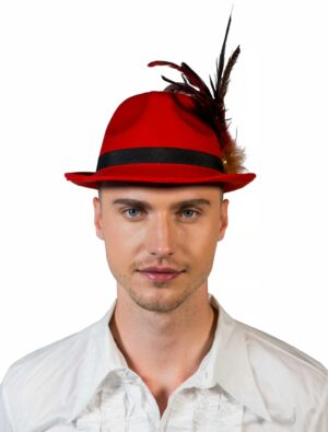 Kostümzubehör Trachtenhut mit Federn Damen rot 59