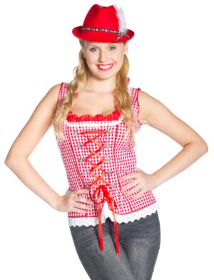 Kostümzubehör Trachtenmieder rot/weiß L