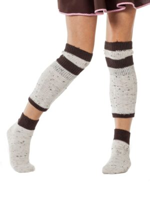 Kostümzubehör Trachtensocken mit Wadenwärmern Herren beige 39-42