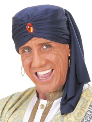 Kostümzubehör Turban blau mit Edelsteinen